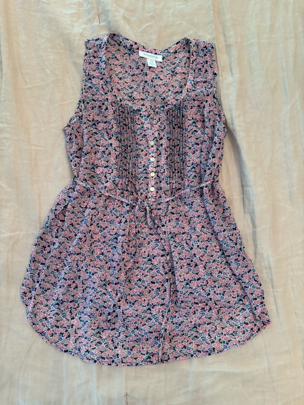 Motherhood Pink Floral Sleeveless Button-Front Maternity Top / Size M